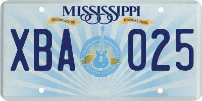 MS license plate XBA025