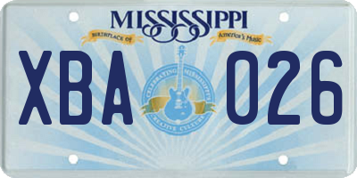 MS license plate XBA026