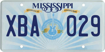 MS license plate XBA029