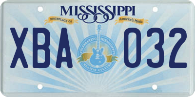 MS license plate XBA032