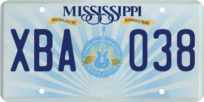 MS license plate XBA038