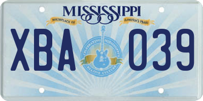 MS license plate XBA039