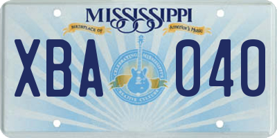 MS license plate XBA040