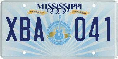 MS license plate XBA041