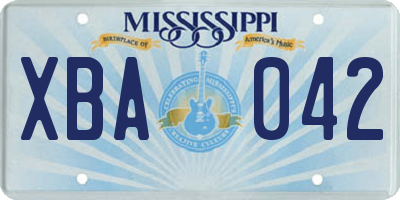 MS license plate XBA042