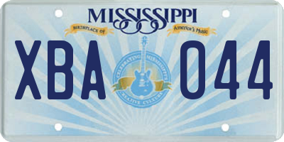 MS license plate XBA044