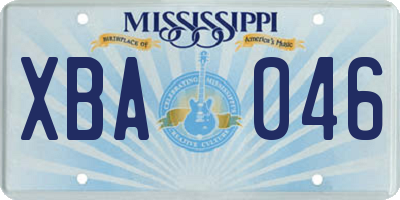 MS license plate XBA046