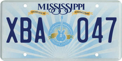 MS license plate XBA047
