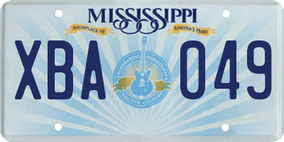 MS license plate XBA049