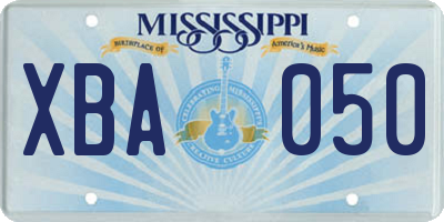 MS license plate XBA050