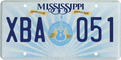 MS license plate XBA051
