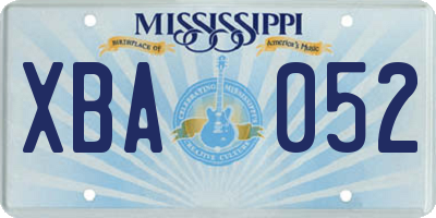 MS license plate XBA052