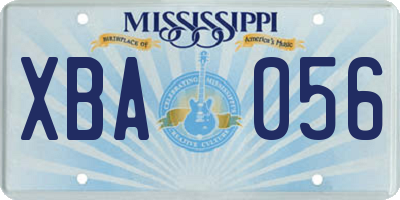 MS license plate XBA056