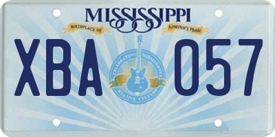 MS license plate XBA057