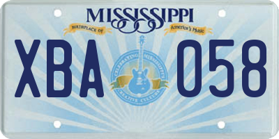 MS license plate XBA058