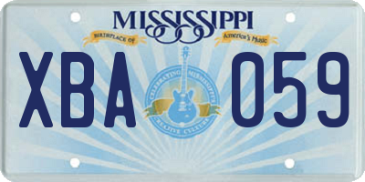 MS license plate XBA059