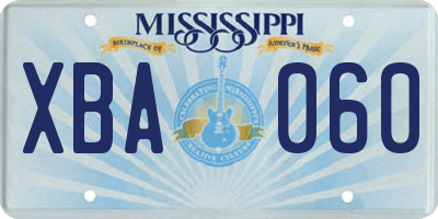 MS license plate XBA060
