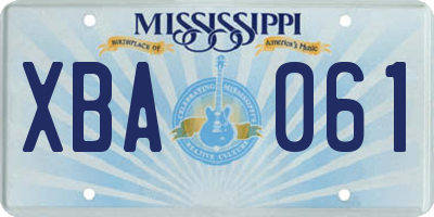 MS license plate XBA061