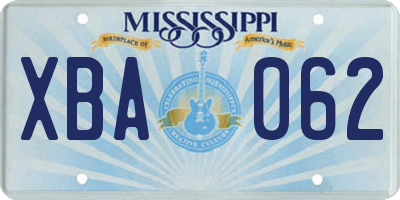 MS license plate XBA062
