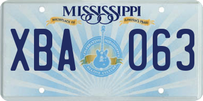 MS license plate XBA063