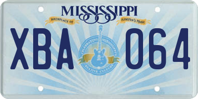 MS license plate XBA064
