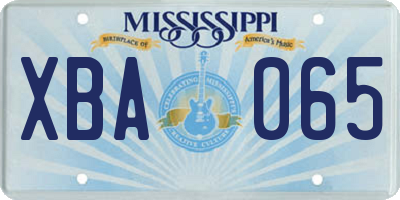 MS license plate XBA065