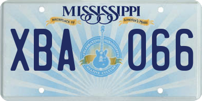 MS license plate XBA066