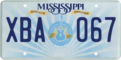 MS license plate XBA067