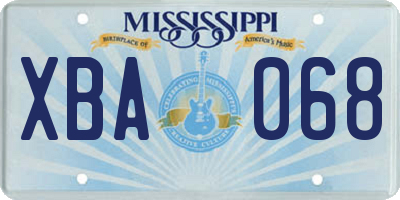 MS license plate XBA068
