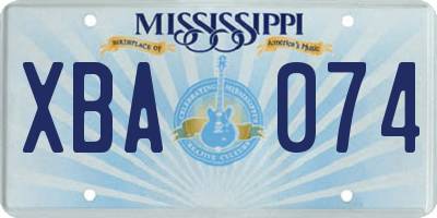 MS license plate XBA074