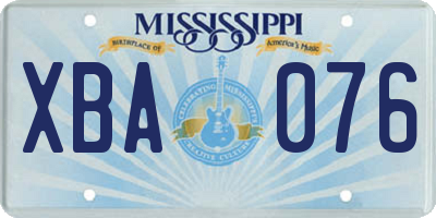 MS license plate XBA076