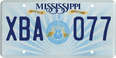 MS license plate XBA077