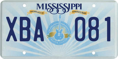 MS license plate XBA081