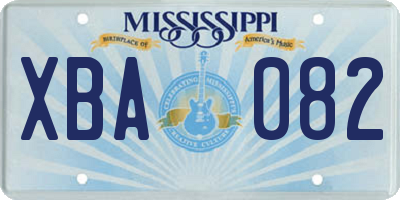 MS license plate XBA082
