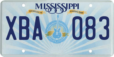 MS license plate XBA083