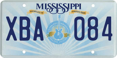 MS license plate XBA084