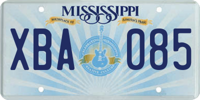 MS license plate XBA085