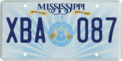 MS license plate XBA087