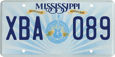 MS license plate XBA089