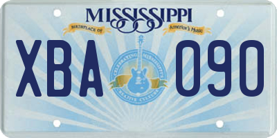 MS license plate XBA090