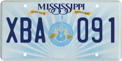 MS license plate XBA091