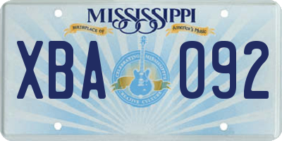 MS license plate XBA092