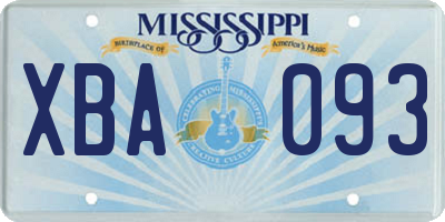 MS license plate XBA093