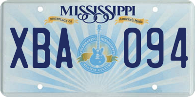 MS license plate XBA094