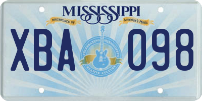 MS license plate XBA098