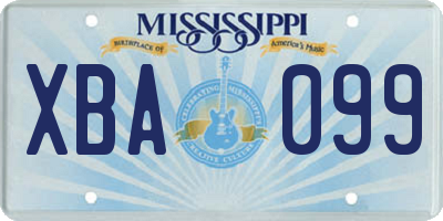 MS license plate XBA099