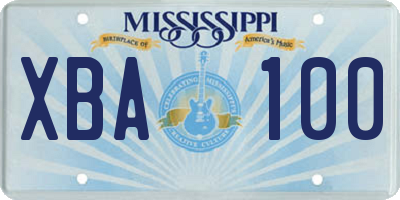 MS license plate XBA100