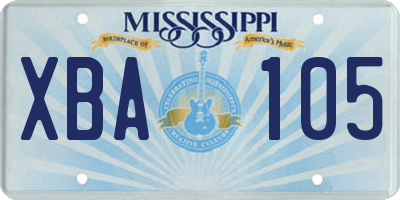 MS license plate XBA105