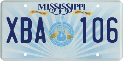 MS license plate XBA106