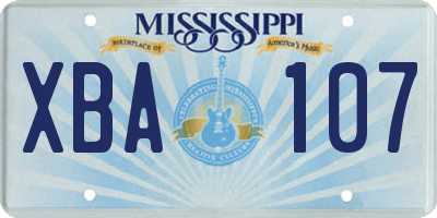 MS license plate XBA107